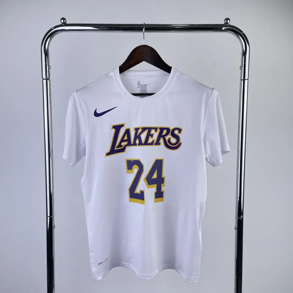 Los Angeles Lakers blanco número 24 camiseta de manga corta de secado rápido