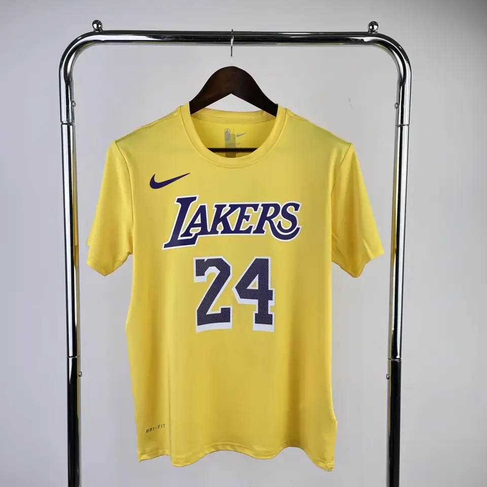 Los Angeles Lakers amarillo número 24 camiseta de manga corta de secado rápido