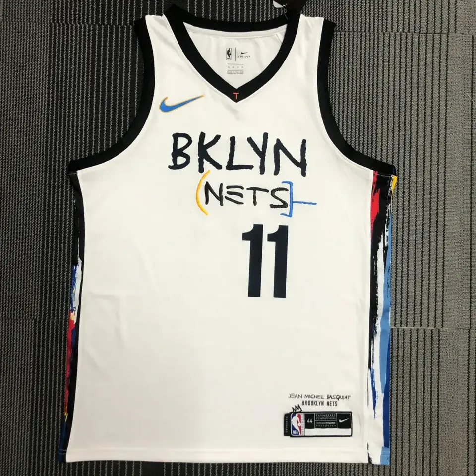 Camiseta estilo grafiti (blanca) de los Nets n.º 11 Irving