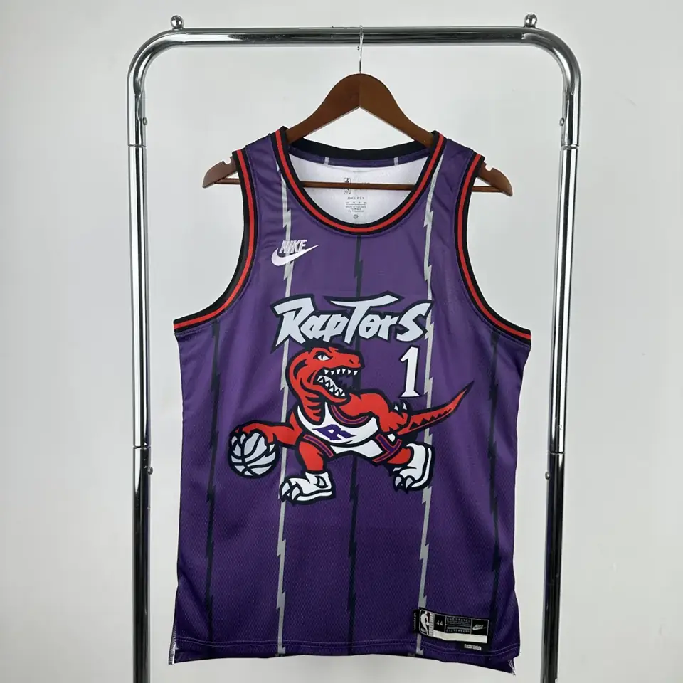 Temporada 26 Raptors retro morado número 1 McGrady