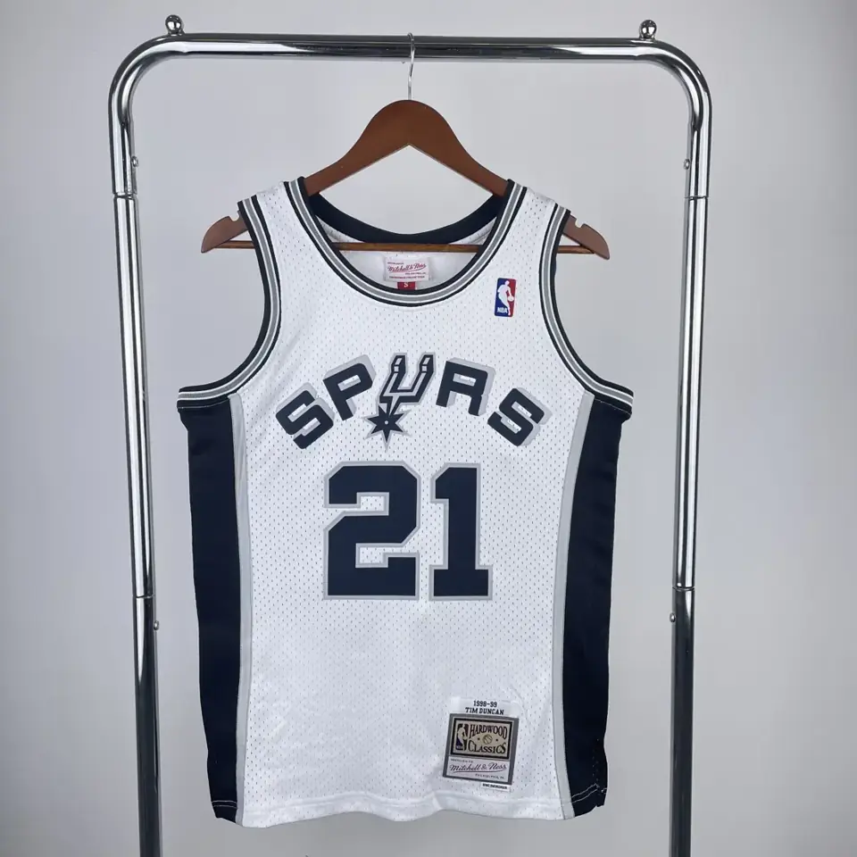 MN camiseta retro termosellada: SW San Antonio Spurs temporada 1998/99 blanco n.º 21 Duncan