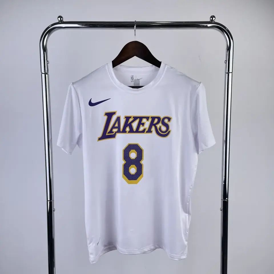 Los Angeles Lakers blanco número 8 camiseta de manga corta de secado rápido
