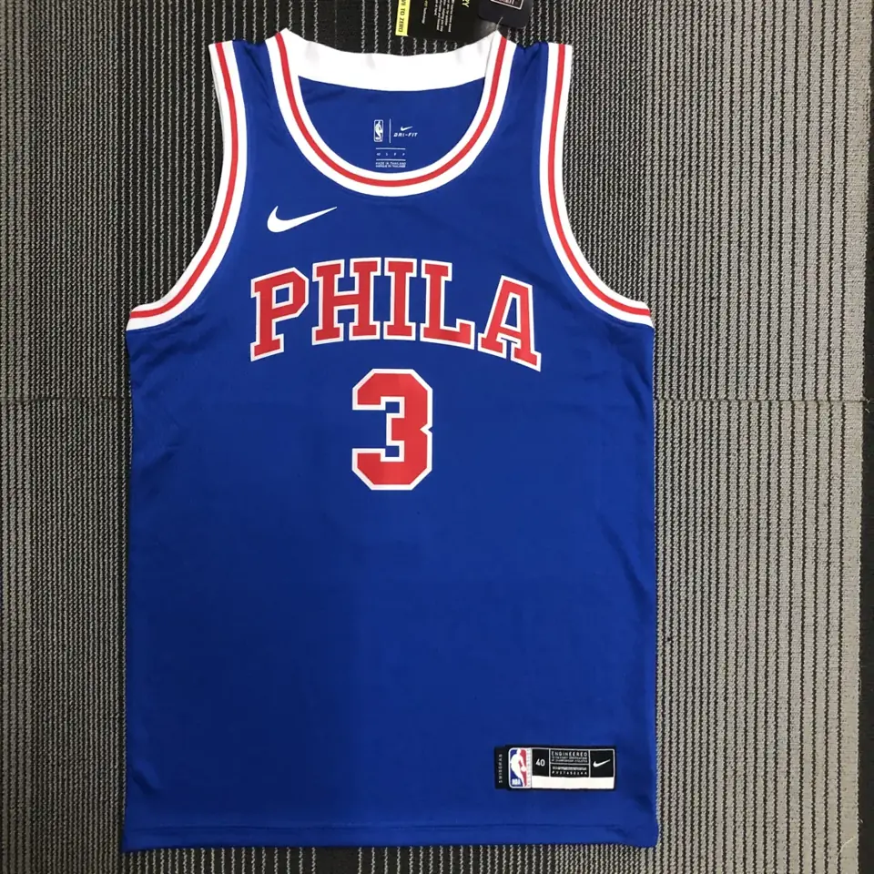 76ers retro cuello redondo azul número 3 Iverson