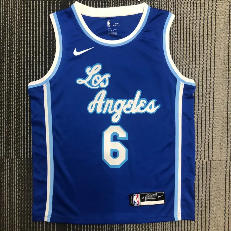 Los Lakers Noche Latina (cuello alto) azul número 6 James