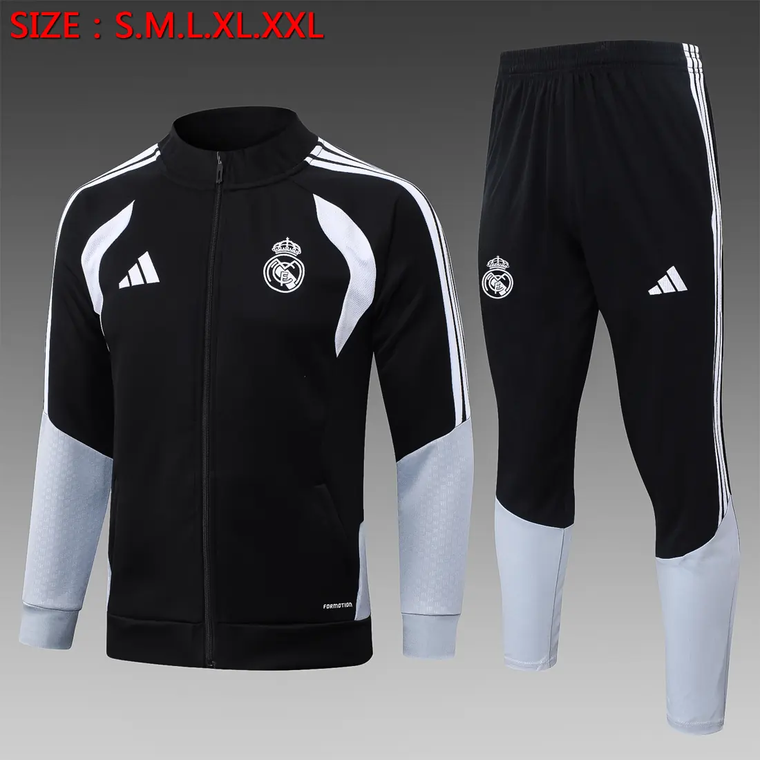 A26018# 2627 cremallera larga Real Madrid negro - Real Madrid
