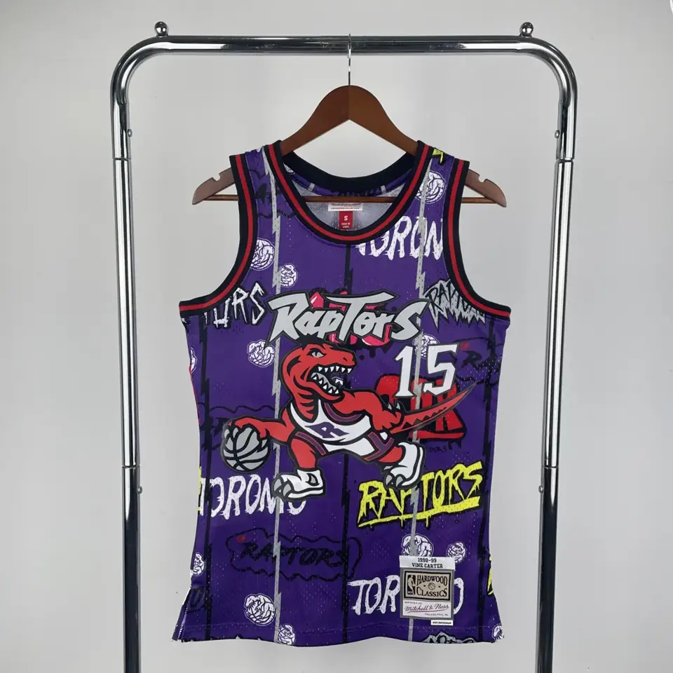 Camiseta retro termosellada MN: SW Raptors Temporada 98/99 Grafiti Número 15 Carter