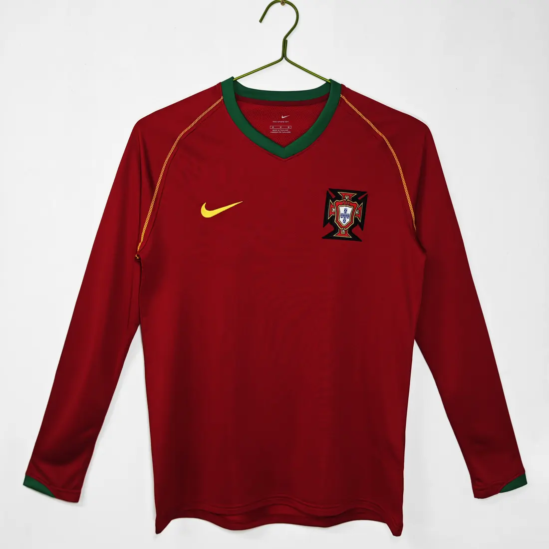 Manga larga: camiseta retro de local de Portugal de la temporada 2006, número 3B