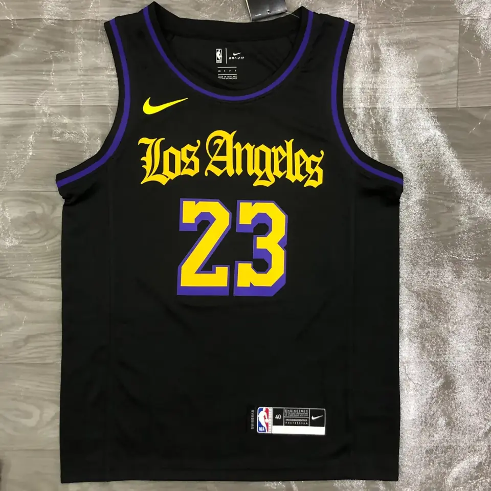 Lakers cuello redondo Noche Latina negro n.º 23 James