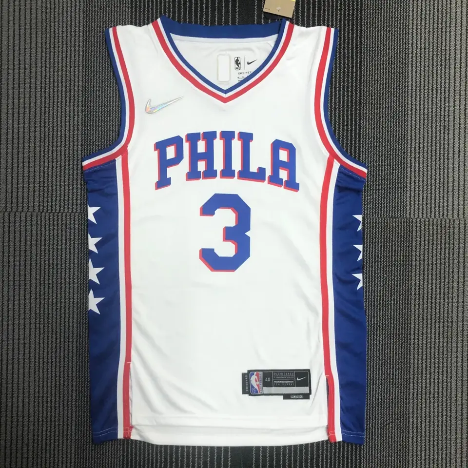 75.º aniversario Philadelphia 76ers blanco de cuello en V n.º 3 Allen Iverson
