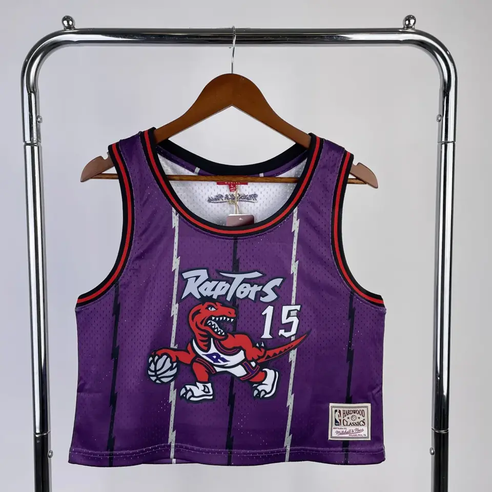 MN camiseta retro corta de mujer: Raptors morado nº 15 Vince Carter