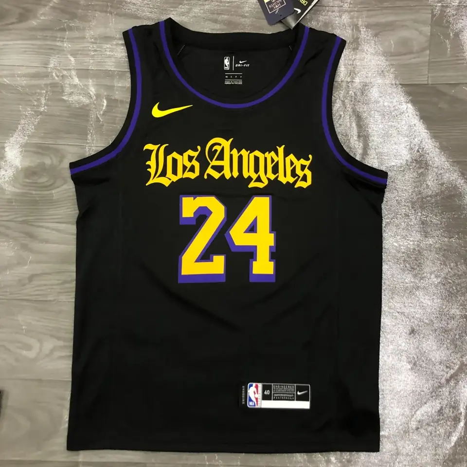 Lakers cuello redondo Noche Latina negro n.º 24 Kobe