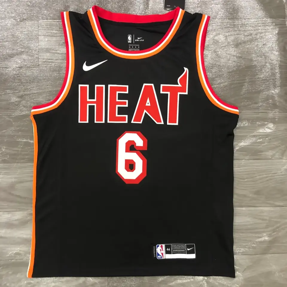 Temporada 18 Miami Heat Noche Retro negro número 6 LeBron James