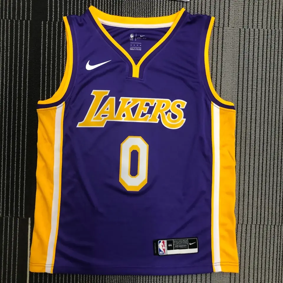 Lakers cuello en V morado #0 Westbrook
