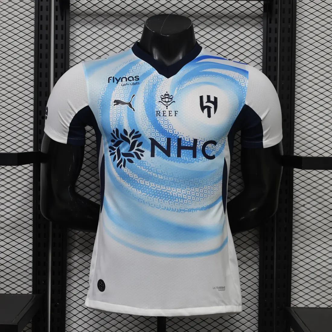 26-27 Al Hilal (Riad) visitante (opciones: sin/con publicidad), visitante blanco S-3XL