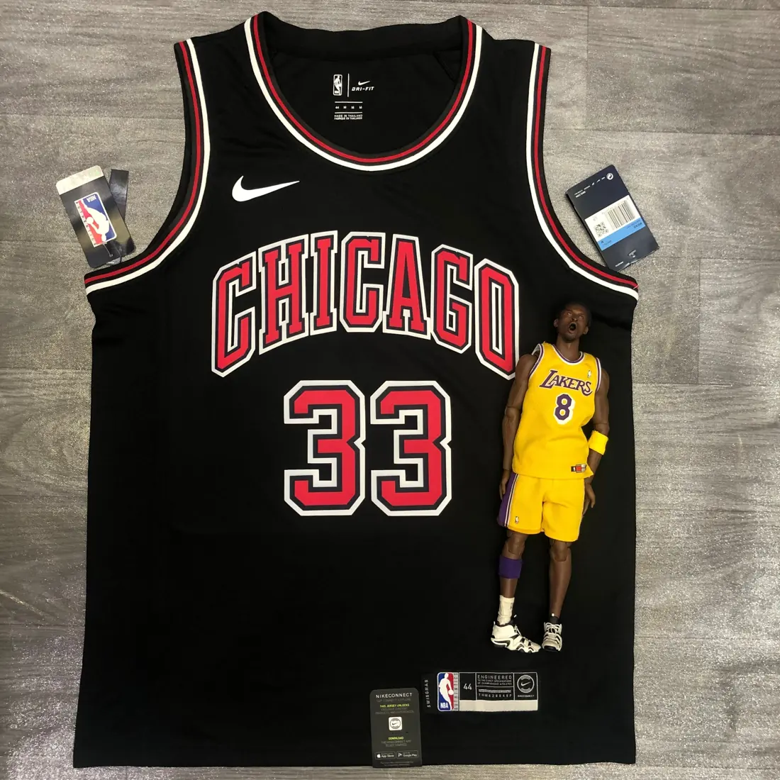 Chicago Bulls negro de cuello redondo nº 33 Pippen