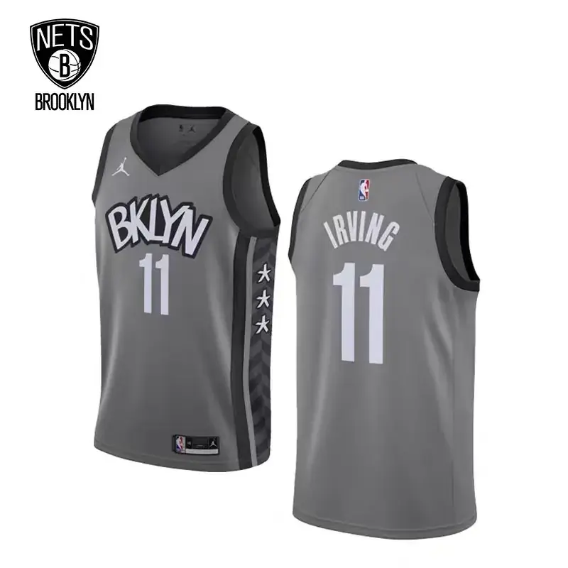 Temporada 21 Brooklyn Nets camiseta gris temática Jordan n.º 11 Kyrie Irving