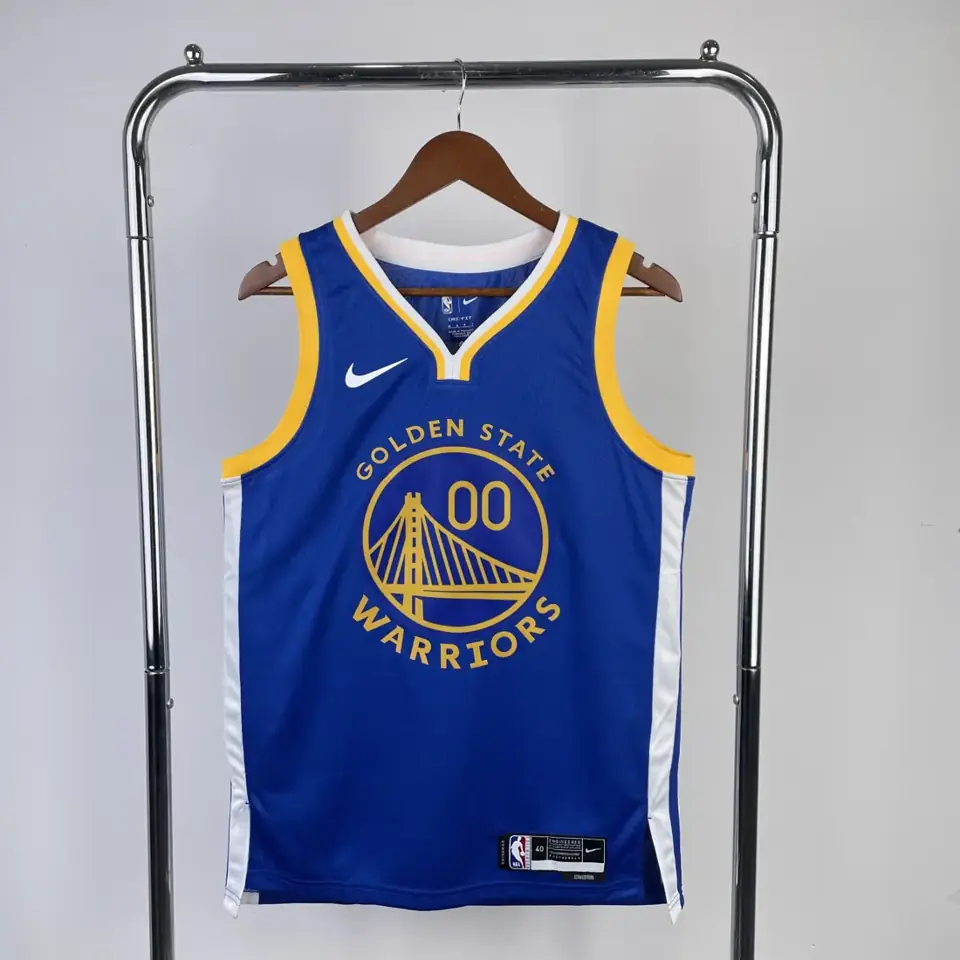 Temporada 23 Golden State Warriors visitante azul número 00 Kuminga