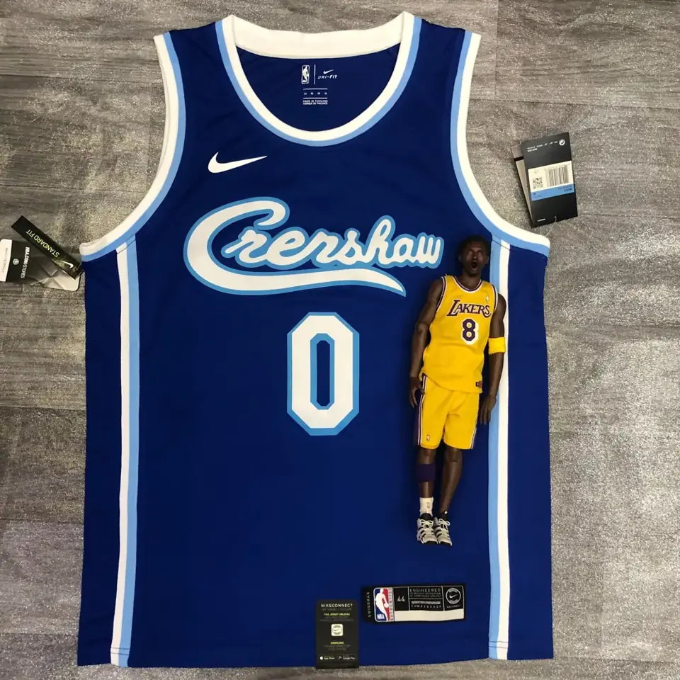 Los Angeles Lakers Noche Latina retro edición colaboración con cantante azul número 0 Kyle Kuzma