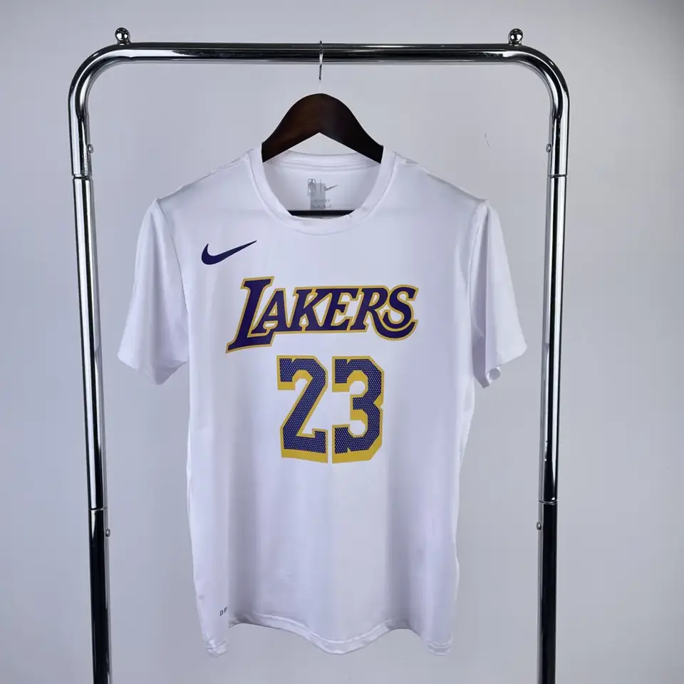 Los Angeles Lakers blanco número 23 camiseta de manga corta de secado rápido