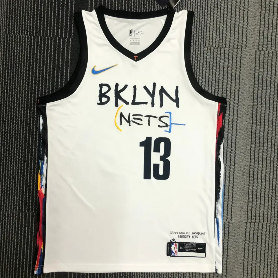Camiseta estilo grafiti (blanca) de los Nets n.º 13 Harden
