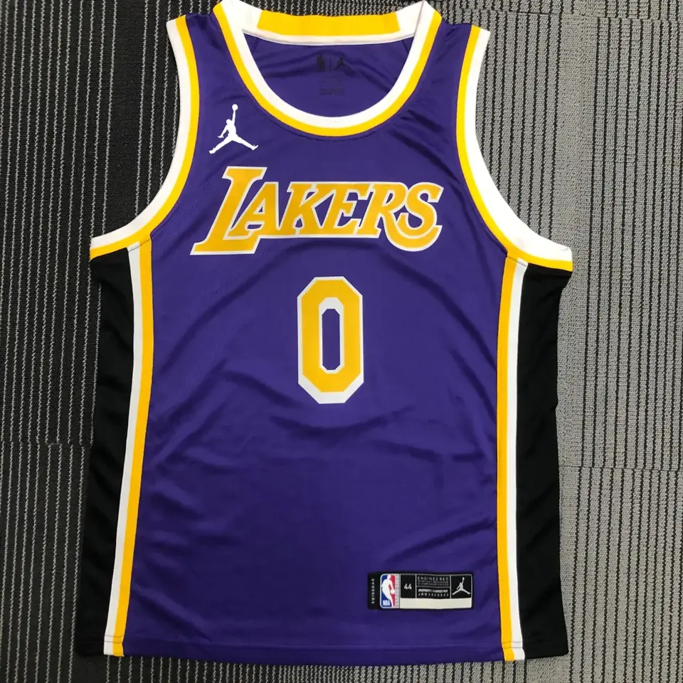 Lakers temporada 21 tema JORDAN morado de cuello redondo #0 Westbrook