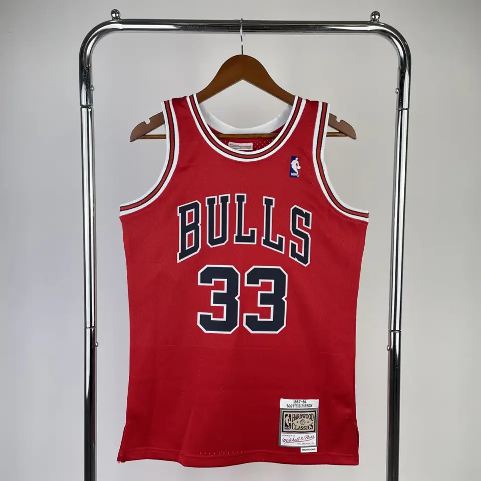 MN camiseta retro termoimpresa: SW Chicago Bulls temporada 98 color rojo nº33 Pippen