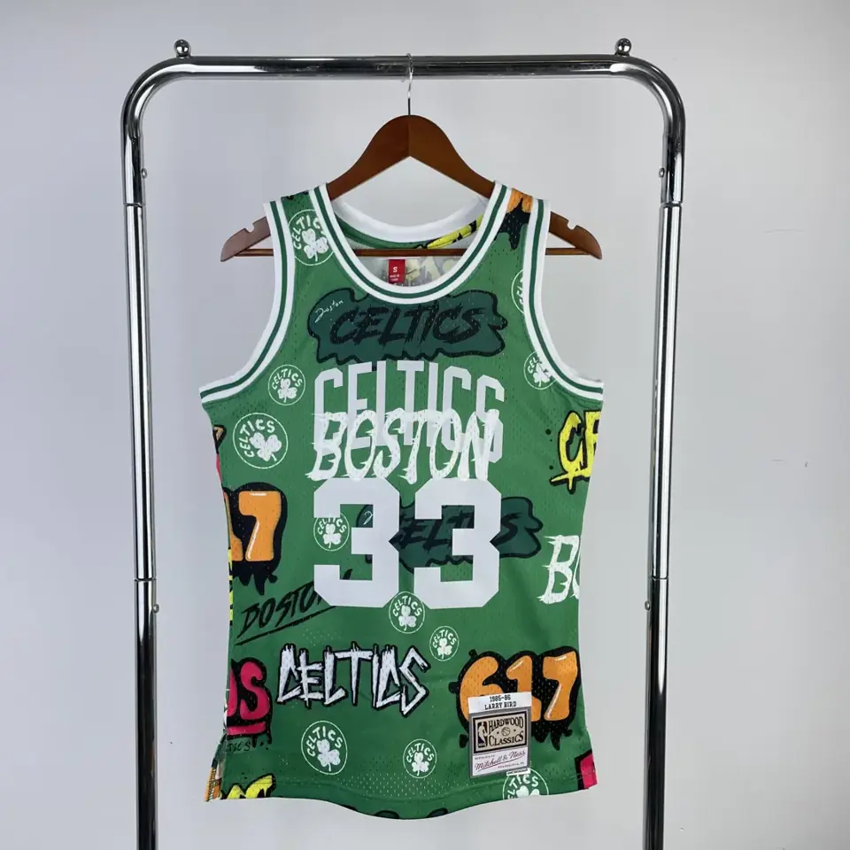 Camiseta retro termoimpresa MN: SW Celtics temporada 85/86 grafiti número 33 Bird