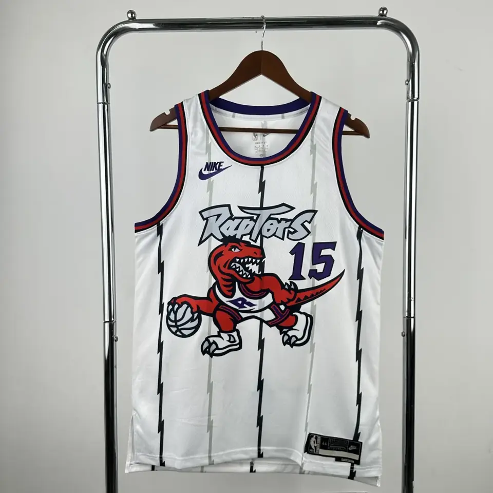 Temporada 26 Raptors retro blanco número 15 Carter