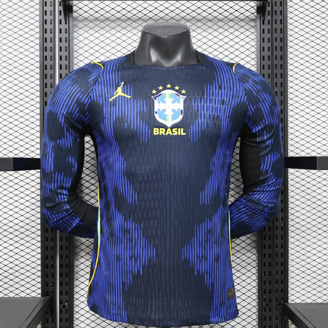 1:1 modelo termosellado S-3XL Brasil visitante manga larga