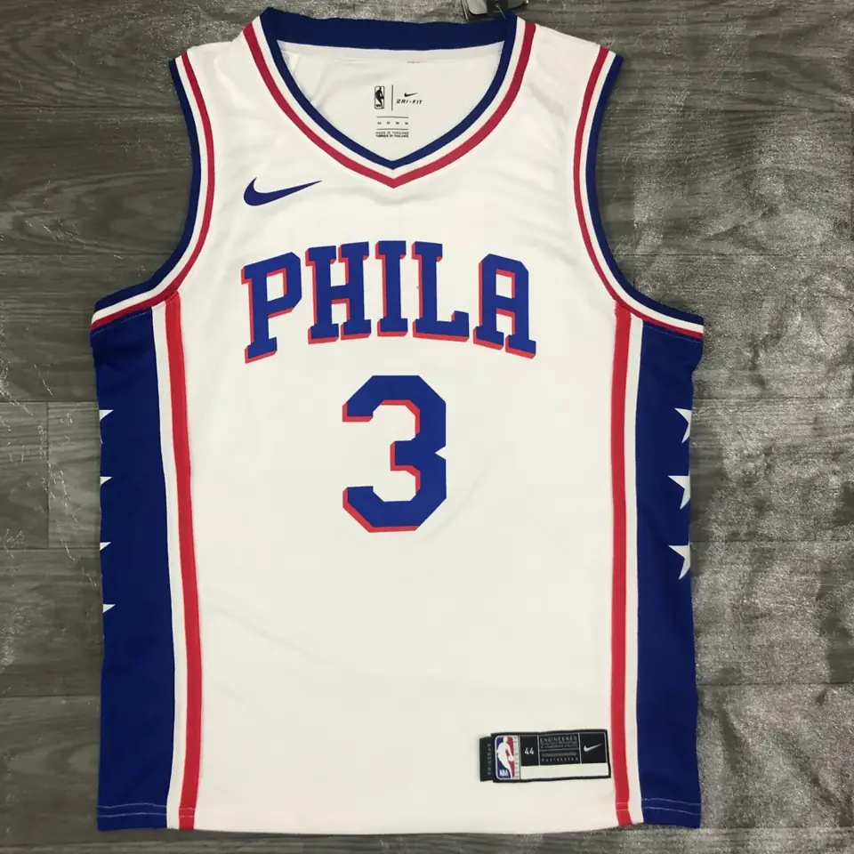 Philadelphia 76ers, cuello en V, blanco, nº 3 Iverson