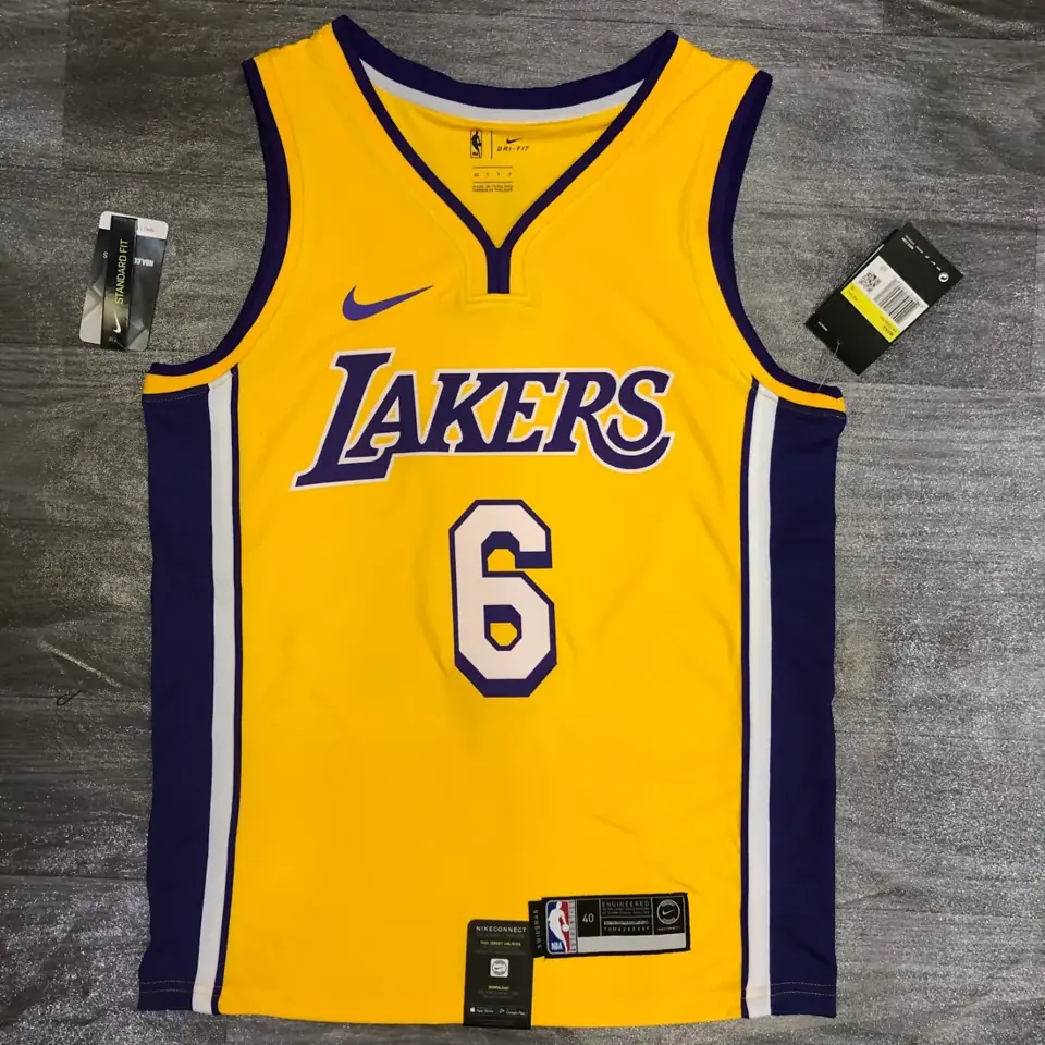 Lakers de Los Ángeles amarillo cuello en V n.º 6 LeBron James