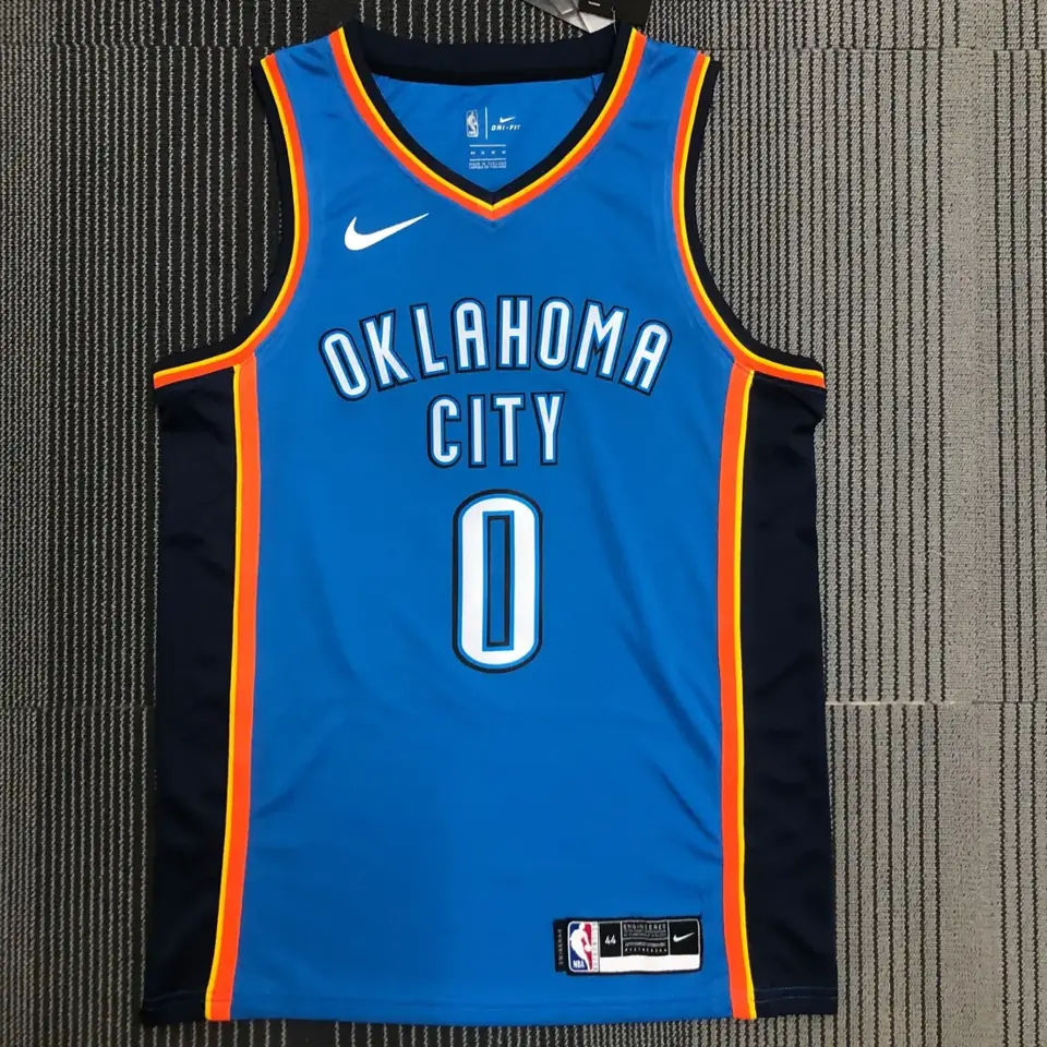 Camiseta azul de los Thunder n.º 0 Westbrook