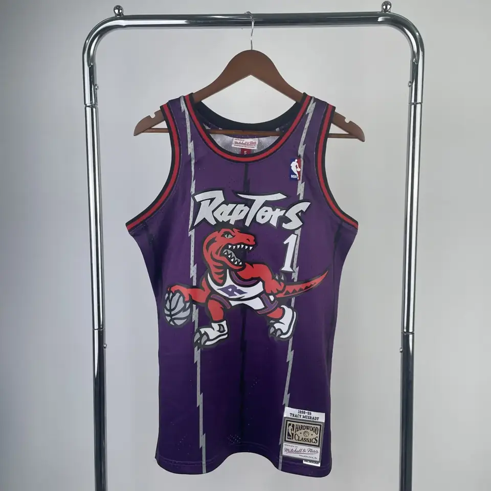 Camiseta retro MN termoimpresa: SW Toronto Raptors temporada 99 morado nº 1 McGrady