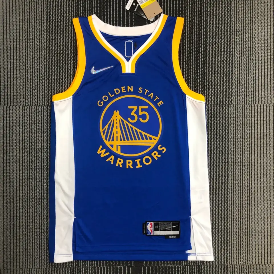 75 aniversario Warriors cuello en V azul número 35 Durant