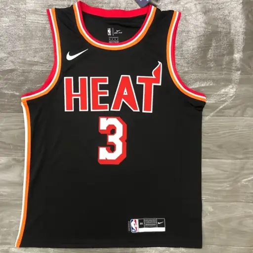 Temporada 18 Miami Heat Noche Retro negro número 3 Dwyane Wade