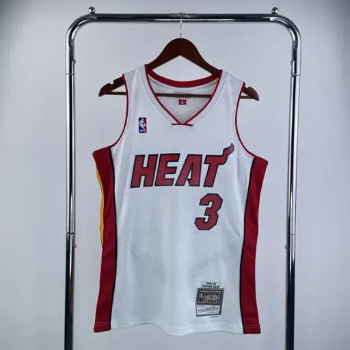 Camiseta retro MN termo-prensada: SW Miami Heat temporada 05/06 blanco n.º 3 Wade