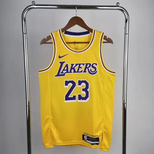 Temporada 23 Los Angeles Lakers cuello redondo amarillo n.º 23 James