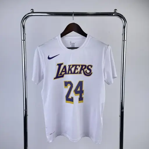 Los Angeles Lakers blanco número 24 camiseta de manga corta de secado rápido