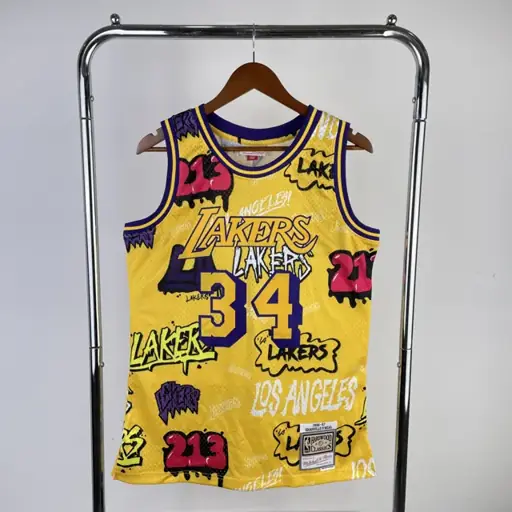 Camiseta retro termoimpresa MN: SW Lakers temporada 96/97 grafiti número 34 O'Neal