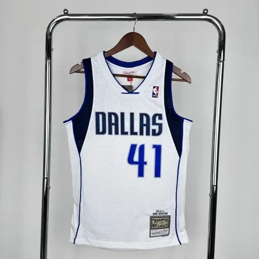 MN camiseta retro termoimpresa SW: Mavericks temporada 10/11 blanca nº 41 Nowitzki