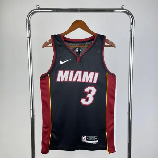 Temporada 23 Miami Heat camiseta cuello en V negra número 3 Wade