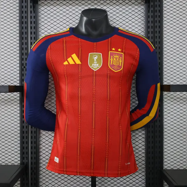 Versión jugador: 26-27 España local manga larga dos estrellas S-3XL