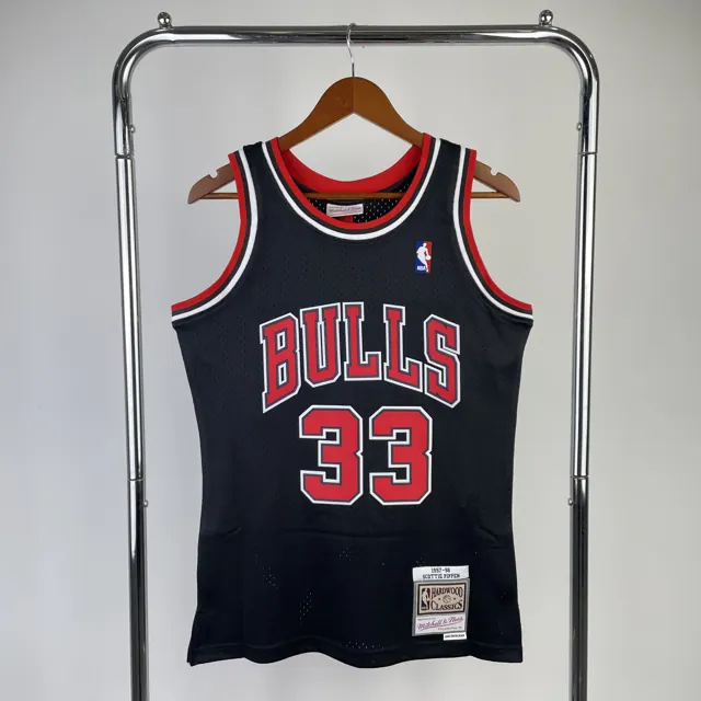 MN camiseta retro termoimpresa: SW Chicago Bulls temporada 98 color negro nº33 Pippen