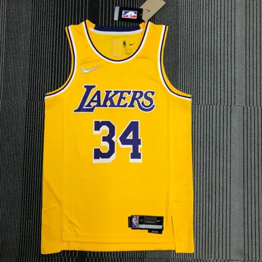 75º aniversario Lakers de Los Ángeles amarillo número 34 Shaquille O'Neal