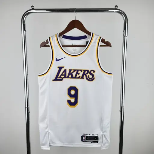 Temporada 23 Lakers de Los Ángeles cuello redondo blanco número 9 Bronny