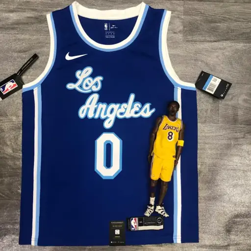 Los Angeles Lakers Noche Latina retro azul número 0 Kyle Kuzma