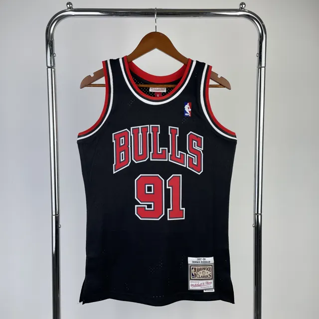 MN camiseta retro termoimpresa: SW Chicago Bulls temporada 98 color negro nº91 Rodman