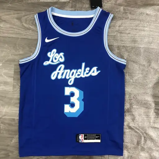 Temporada 21 Lakers retro azul número 3 Davis