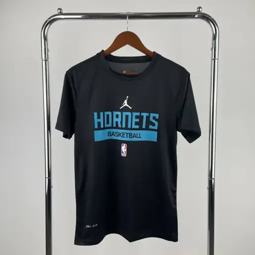 Temporada 23 Hornets negro camiseta de entrenamiento de secado rápido de manga corta