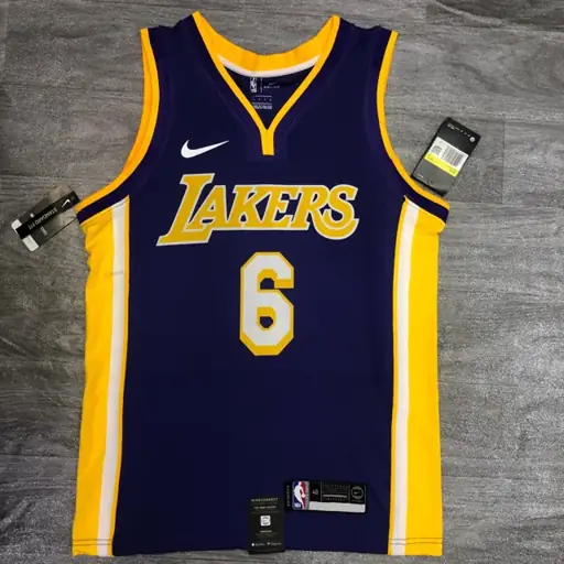 Lakers de Los Ángeles morado cuello en V n.º 6 LeBron James